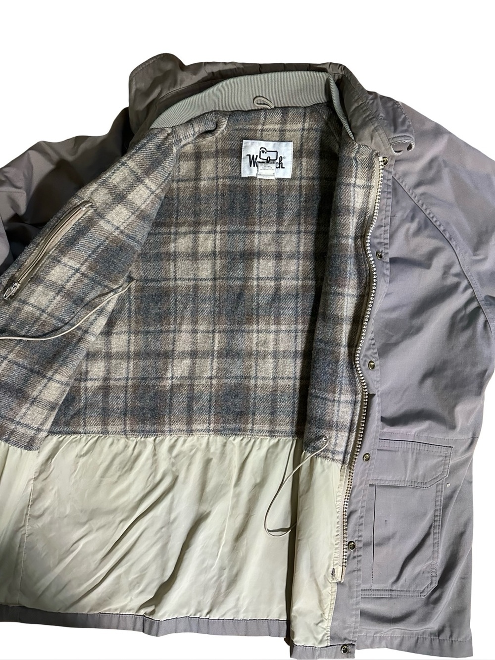 Vintage Woolrich Wool Blanket Lined Gray Barn Chore Jacket XL - Picture 2 of 14